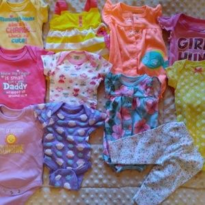 11 items of NEWBORN baby girl clothes